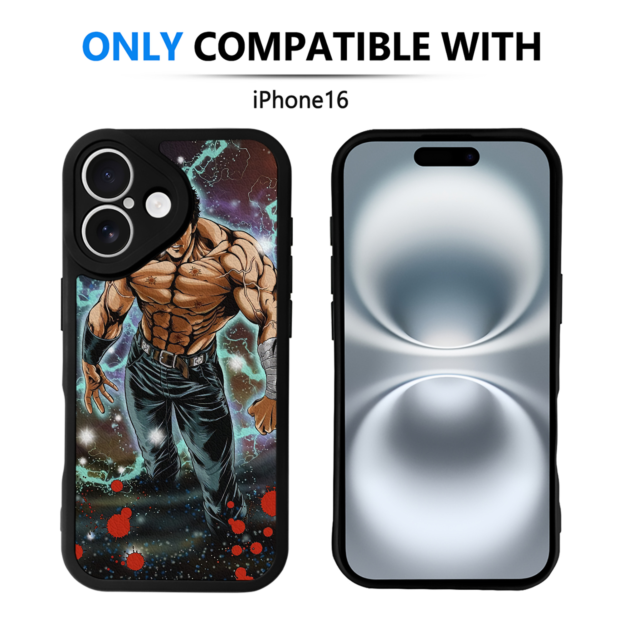 （画像用） 北斗の拳 Fist of the North Star 【iPhone 16シリーズ対応】シリコンスマホケース（レザー調） 材質：シリコン